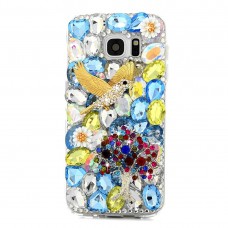 Samsung Galaxy S6 Edge Plus - Luxury Handmade Bling Bling 3D Rhinestone Crystal Protective Hard Clear Phone Cover Case - Bird and Tree